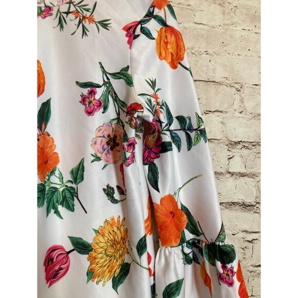 Asos Dress Womens 8 Shift Bright Florals Long Bell Sleeve Stretch Multicolor - Picture 8 of 16